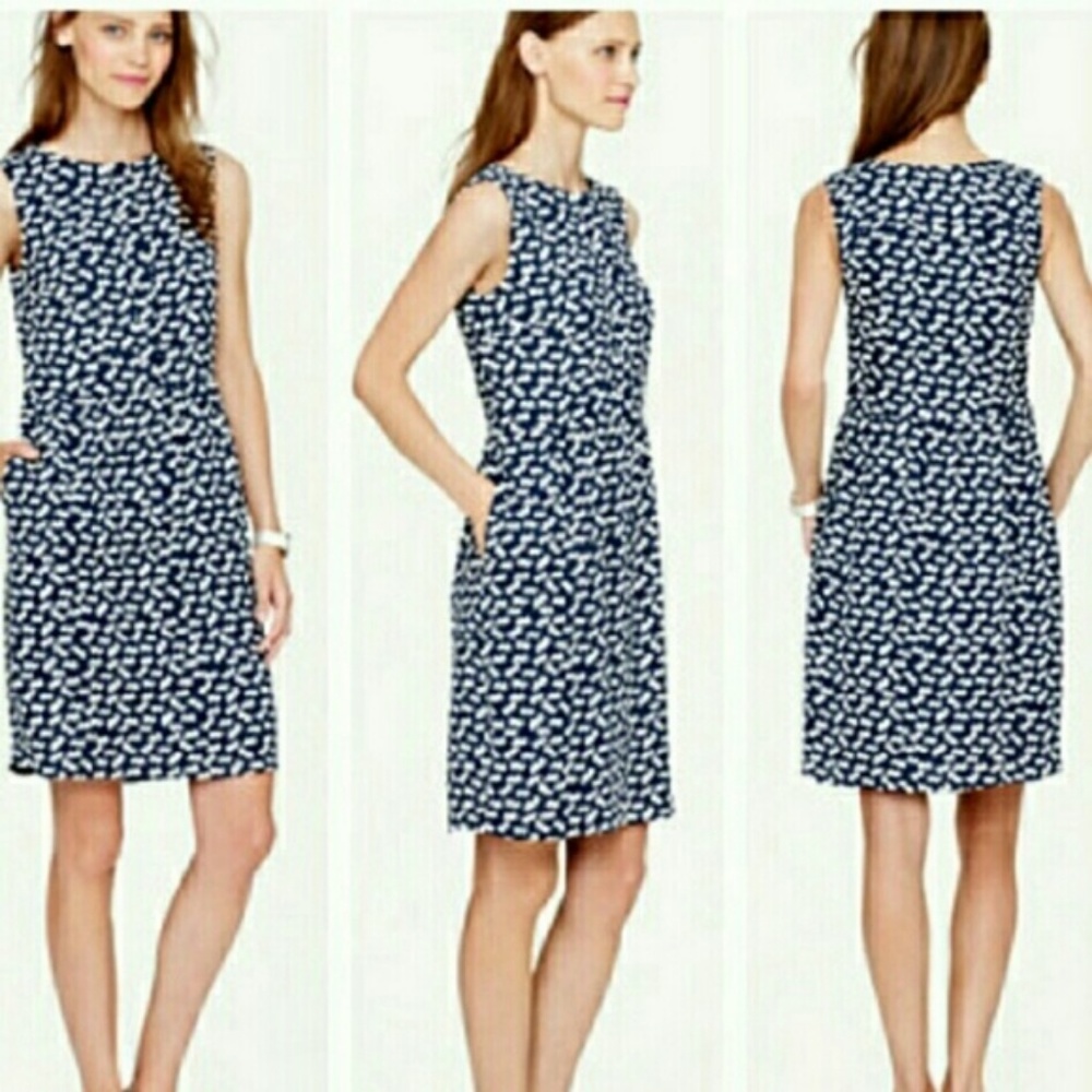 J. Crew Blue Sleeveless Heart Dress, w. Pockets - Picture 4 of 5